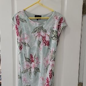 Floral Midi Dress in Pink and Green